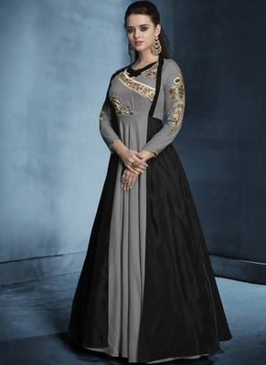 Grey Embroidered Silk Salwar With Dupatta 4