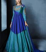 Turquoise Embroidered Silk Salwar With Dupatta