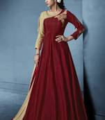 Maroon Embroidered Silk Salwar With Dupatta
