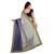 Blue Plain Net Saree With Blouse