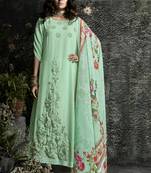 Lime Embroidered Georgette Salwar With Dupatta