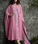 Pink Embroidered Georgette Salwar With Dupatta