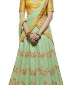 Green Embroidered Handloom Silk Lehenga With Dupatta