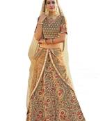 Grey With Golden Embroidered Art Silk Lehenga With Dupatta
