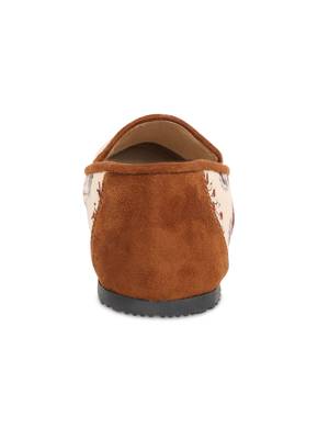 Men's Off White& Brown TPR Sole Material Printed Moccasins Slip Ons 5