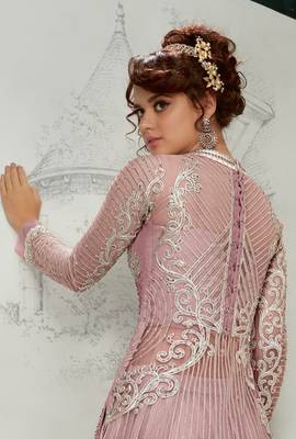 Pink Embroidered Net Salwar With Dupatta 2