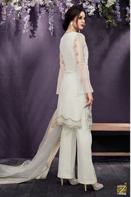 Grey Embroidered Net Salwar Suit 3