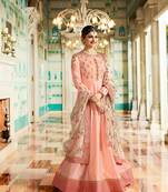 Peach embroidered silk salwar with dupatta