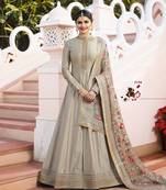 Grey Embroidered Silk Salwar With Dupatta