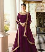 Purple Embroidered Georgette Salwar With Dupatta