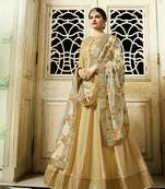 Golden Embroidered Silk Salwar With Dupatta