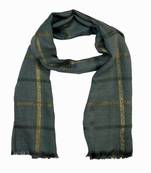 Grey Designer Cotton Golden Striped Islamic Hijab Headscarf