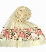 White Designer Flower Cotton Islamic Hijab Headscarf