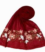 Maroon Designer Flower Cotton Islamic Hijab Headscarf