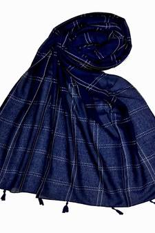 Blue Most Sold Plain Grid Islamic Hijab Headscarf