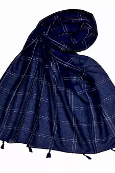 Blue Most Sold Plain Grid Islamic Hijab Headscarf