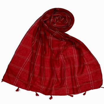 Maron Most Sold Plain Grid Islamic Hijab Headscarf 1