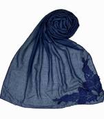 Blue Designer Diamond Studed Islamic Hijab Headscarf
