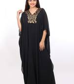 Black Embroidered Georgette Islamic Kaftans With Zari & Stone Work