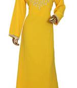 Yellow Embroidered Georgette Islamic Kaftans With Zari & Stone Work