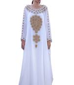 Cream Embroidered Georgette Islamic Kaftans With Zari & Stone Work