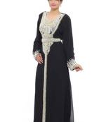 Black Embroidered Georgette Islamic Kaftans With Zari & Stone Work