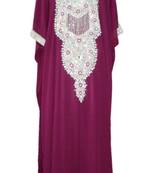 Magenta Embroidered Georgette Islamic Kaftans With Zari & Stone Work