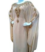 Cream Embroidered Georgette Islamic Kaftans With Zari & Stone Work