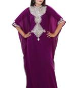 Light Purple Embroidered Georgette Islamic Kaftans With Zari & Stone Work