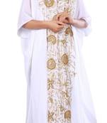 Cream Embroidered Georgette Islamic Kaftans With Zari & Stone Work