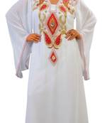 Cream Embroidered Georgette Islamic Kaftans With Zari & Stone Work