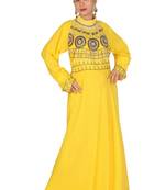 Yellow Embroidered Georgette Islamic Kaftans With Zari & Stone Work
