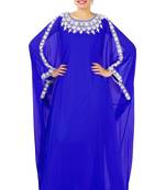 Royal Blue Embroidered Georgette Islamic Kaftans With Zari & Stone Work