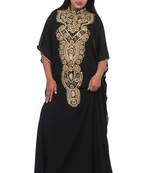 Black Embroidered Georgette Islamic Kaftans With Zari & Stone Work