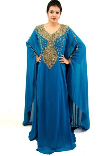 Phirozy Embroidered Georgette Islamic Kaftans With Zari & Stone Work