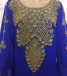 Royal Blue Embroidered Georgette Islamic Kaftans With Zari & Stone Work