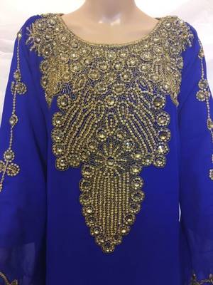 Royal Blue Embroidered Georgette Islamic Kaftans With Zari & Stone Work 2