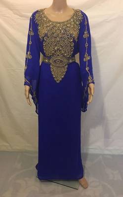 Royal Blue Embroidered Georgette Islamic Kaftans With Zari & Stone Work 1
