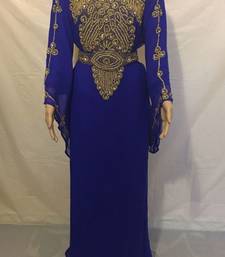 Royal Blue Embroidered Georgette Islamic Kaftans With Zari & Stone Work