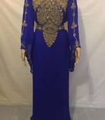 Royal Blue Embroidered Georgette Islamic Kaftans With Zari & Stone Work