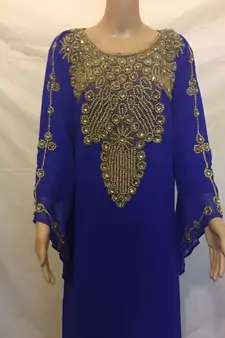 Royal Blue Embroidered Georgette Islamic Kaftans With Zari & Stone Work