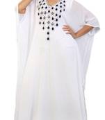 Cream Embroidered Georgette Islamic Kaftans With Zari & Stone Work