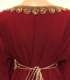 Maroon Embroidered Georgette Islamic Kaftans With Zari & Stone Work