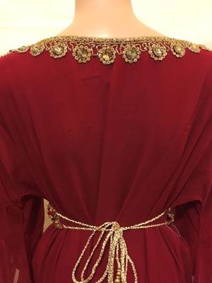 Maroon Embroidered Georgette Islamic Kaftans With Zari & Stone Work 2