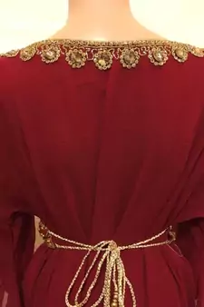 Maroon Embroidered Georgette Islamic Kaftans With Zari & Stone Work