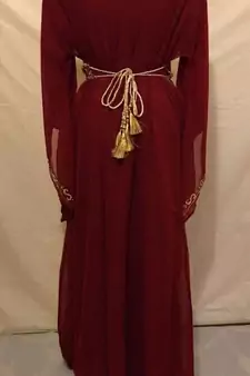 Maroon Embroidered Georgette Islamic Kaftans With Zari & Stone Work