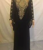 Green Embroidered Georgette Islamic Kaftans With Zari & Stone Work