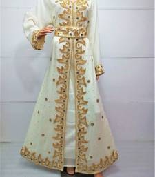 Cream Embroidered Georgette Islamic Kaftans With Zari & Stone Work