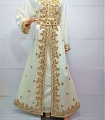 Cream Embroidered Georgette Islamic Kaftans With Zari & Stone Work