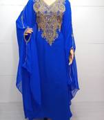 Royal Blue Embroidered Georgette Islamic Kaftans With Zari & Stone Work